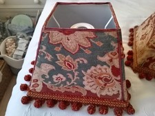 I Pair Of Lampshades Covered In French Antique Fabric/trim 18cm High X 25cm Wide