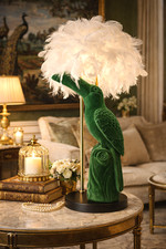 Table Lamp Flocked Bird Green