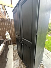 Beautiful Bellamy By Ducal People Double Wardrobe Painted Black/Dark Grey Wheels