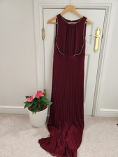 Biba Womens Long Burgundy Dress With Beaded Detail, Size 8, NWT