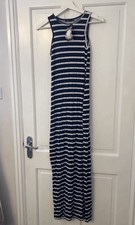 Boohoo Navy White Striped Maxi