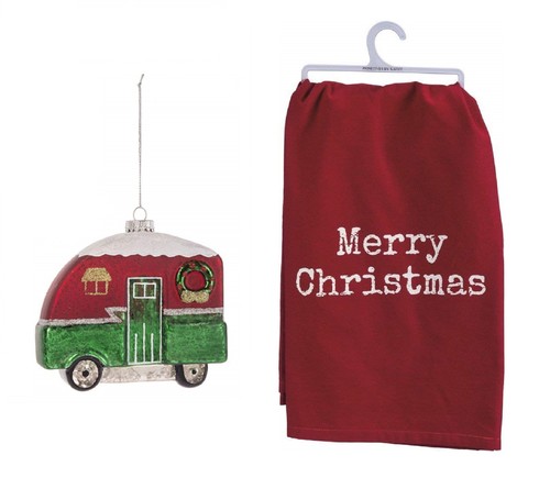 Vintage camper glass ornament - glass,