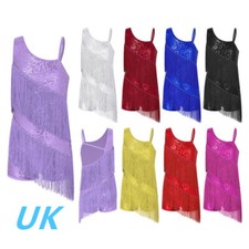 UK Kids Girls Sequins Fringe
