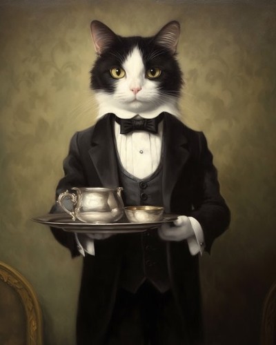 Tuxedo cat elegant - tuxedo, butler