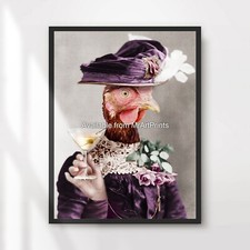 Funny Chicken Art Print Poster Wall Picture Quirky Fun Vintage Farm Rustic Decor