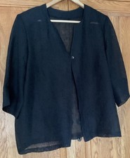 Ladies Black Loose Fitting Padded Shoulder Evening Cardigan - Size L
