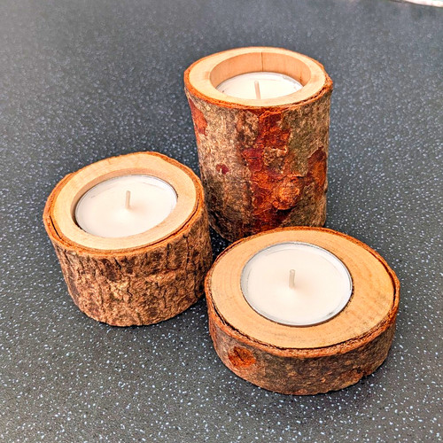 Rustic wooden tealight candle - rustic,