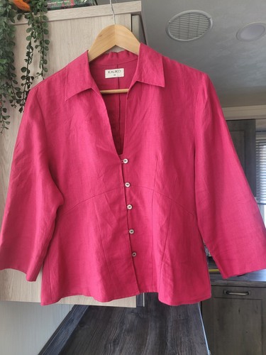 Womens raspberry linen top - raspberry,