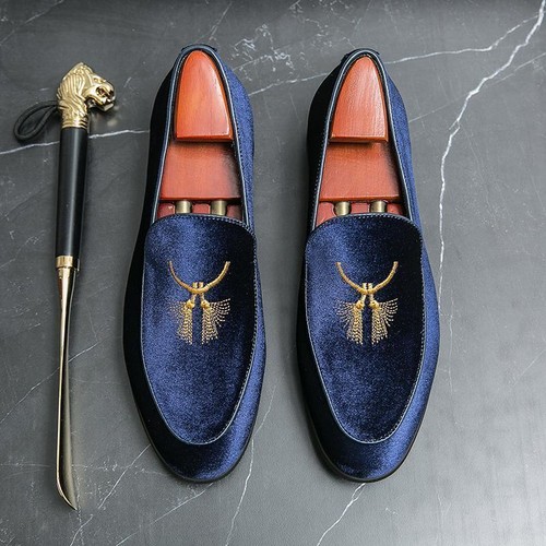 Men velvet loafers pull on - velvet,