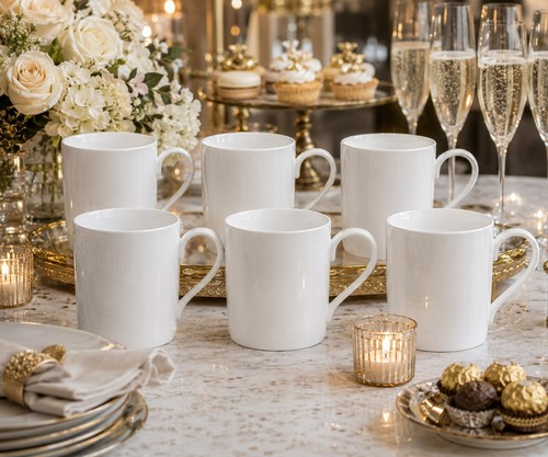 White mugs set - mugs, bone