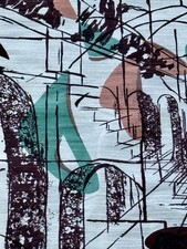 1950’s Atomic Amoeba Joan Miro MOBILES Mid Century Barkcloth Era Vintage Fabric