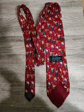 Vintage Tie Rack Disney Snow White Seven Dwarfs Silk Tie Novelty Retro Italy Red