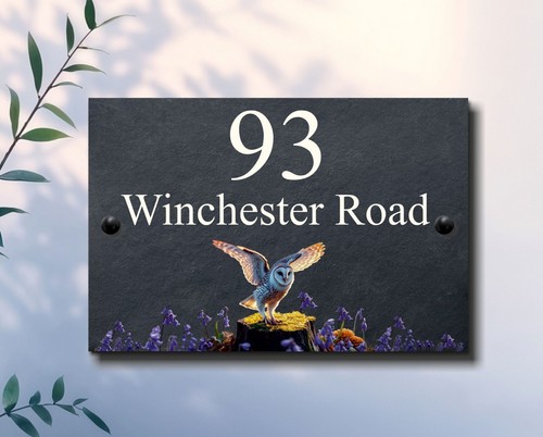 Barn owl slate house - sign, –