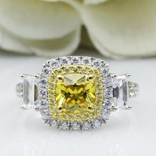 2 Ct Canary Yellow Cushion Cut