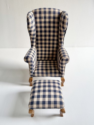 Vtg blue white plaid - &,
