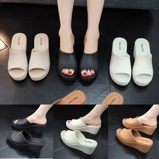 Women's Wedge Sandals Summer Heel Ladies Slip On Platform Shoes UK