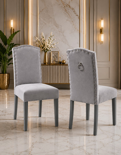 Elegant grey velvet dining - velvet,