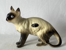 Vintage ~20cm STICKERED Coopercraft United Kingdom Ceramic Siamese Cat Ornament