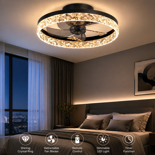 Led crystal ceiling fan light - crystal,