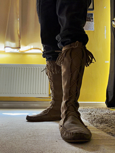 Mens tan suede knee - suede,
