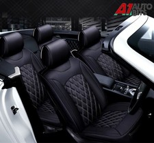 Car Seat Covers Black & White Full Set PU Leather For Honda Accord CR-V