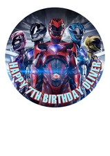 Power Rangers Cake Topper Icing Sugar Paper 7.5" imag M1