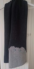 Ladies Grey Winter Scarf Pearl Detail Soft Warm Knit .