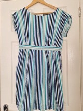Blue And Turquoise Stripes Dress Size 14 Brand Emily And Fin
