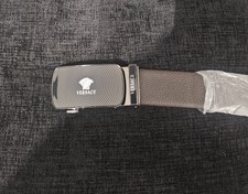 Versace Men's Half Medusa Genuine Leather Belt Buckle Brown