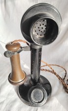 Vintage old antique heavy metal candlestick telephone phone 1928