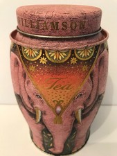 Williamson Large Pink Elephant Tea Caddy Tin 'Empty'