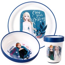Disney Frozen 3pcs Bicolor Kids Dinner Tableware Set Plate, Bowl & Tumbler