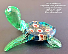 Green GLASS TURTLE Glitter Art
