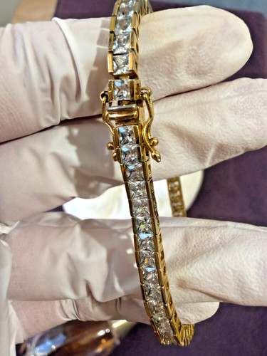 Crystal tennis bracelet gold - bracelet,
