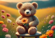 TEDDY BEAR..Giclee print,wall picture..ART.Nursery .FRAMED/UNFRAMED