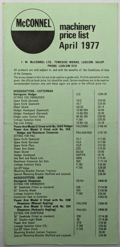 Mcconnel machinery price list - mcconnel,