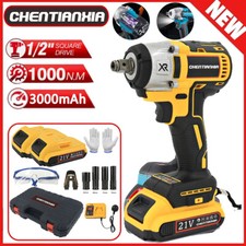 400Nm 1/2" Cordless Electric Impact Wrench Drill Gun Ratchet Driver w/2 Battery