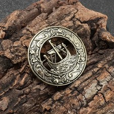 Viking Ship Brooch Pin Celtic Lapel Silver Tone Vintage Inspired Jewellery