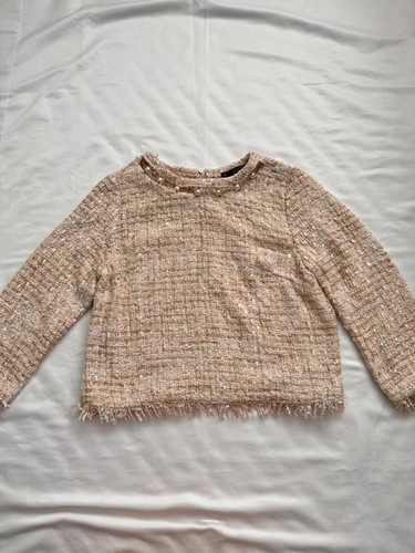 Zara tweed boucle jumper - zara, pearl