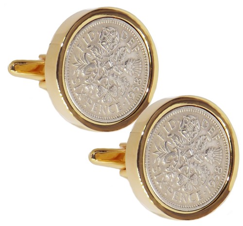 1958 sixpence set 9ct gold - sixpence,