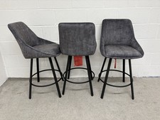 Furniture Village Veja Swivel Fabric Blue Heritage Bar Stools X 3 RRP £447