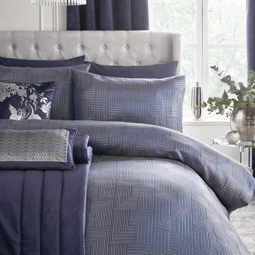 Navy jacquard duvet - jacquard, set