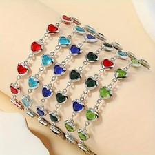 Buy 2 get 1 free. Coloured heart glass bead bracelet.