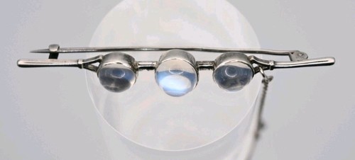 Antique moonstone bar brooch - moonstone,