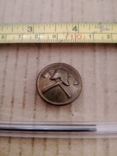Old Fire Brigade Button. Crossed Had Axes And A Helmet Image.