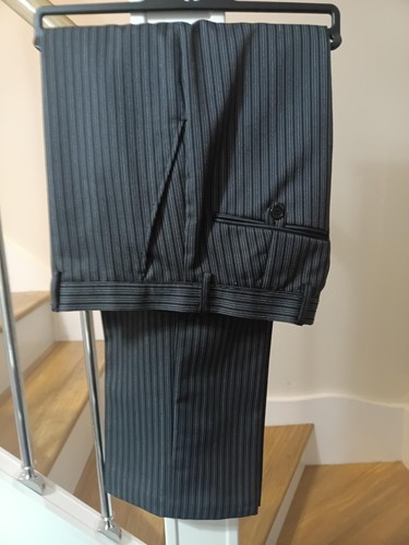 Black grey pinstripe trouser - black,