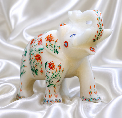 Marble elephant statue - marble,