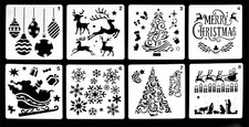 Christmas Festive Stencil 8 Pack Home Xmas DIY Decoration Snowman Reindeer Tree