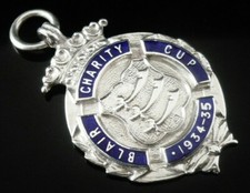 Sterling Silver Enamel Pocket Watch Fob Medal, FATTORINI 1934, Blair Charity Cup