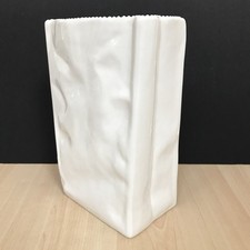 Seletti Paper Bag Vase Estetico Quotidiano White Glazed Porcelain Italian Design